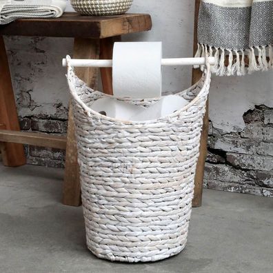 Toilettenpapierhalter Kolding weiß Korb mit Stange Badkorb für Toilettenpapier
