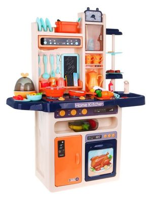 Stilvolle blaue Küche für Kinder ab 3 Jahren, Wasserhahn + interaktiver Dampfbrenn...