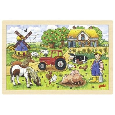 Puzzle Holzpuzzle Einlegepuzzle Müllers Farm 24 Teile Goki 57891 Sperrholz
