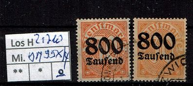 Los H21710: Deutsches Reich Dienst Mi. 95 x + y, gest.