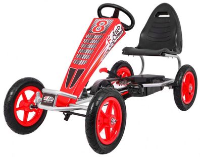 Full Ahead AIR Pedal-Gokart für Kinder ab 3 Jahren, Rot + Sitzverstellung + Aufbla...