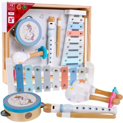Musikinstrumenten-Set für Kinder aus Holz, 3 + Tamburin, Flöte, Becken, Maracas + ...