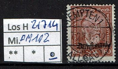 Los H21714: Deutsches Reich Dienst Mi. 112, gest.