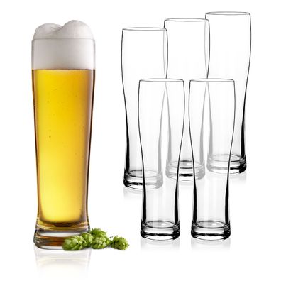 Weizenbierglas 6er Set - 300ml - Weißbier Hefeweizen Bier Glas spülmaschinenfest