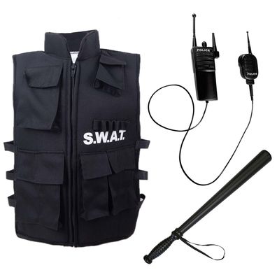 SWAT Set 5 Weste Funkgerät & Schlagstock Kinder