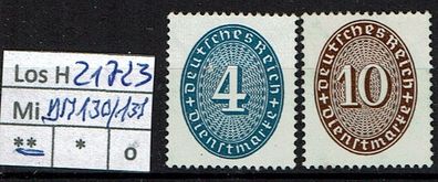 Los H21723: Deutsches Reich Dienst Mi. 130/31 * *