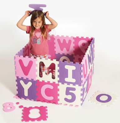 Playshoes Kinder EVA-Puzzlematten 36-teilig pastell Multicolor