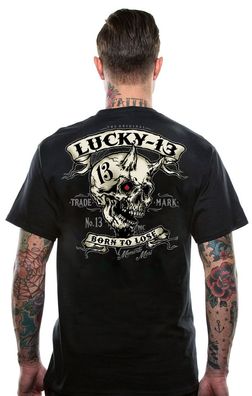 Lucky 13 T-Shirt Evil Skull Black