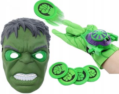 Hulk Kinder-Set: Maske & Handschuh mit Werfer, hochwertig, Verkleidungsmaske.