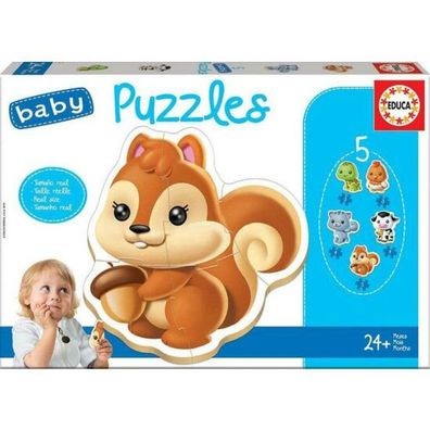 Educa 13473, Tiere, Baby Puzzleset mit 5 Puzzles für Kinder ab 24 Monaten