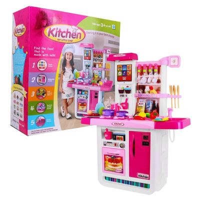 Riesige rosa Kinderküche mit 3+ interaktiven Brennern + Wasserhahn + Audiopanel + ...