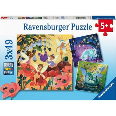 Ravensburger Puzzle Feen, Drache und Einhorn 3x49 Teile