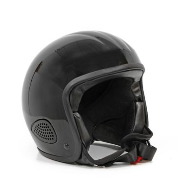 Bores Motorrad Helm Gensler Kult Jethelm mit Textil Innenfutter glänzend Black
