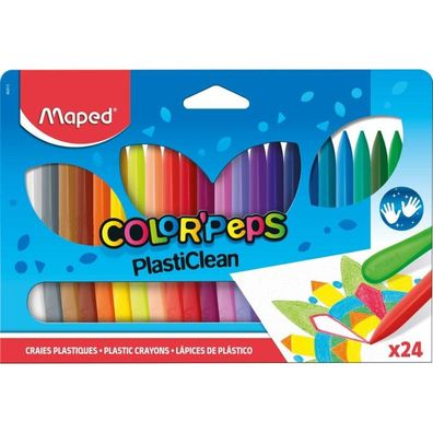 MAPED Dreieckige Plastikstifte Color'Peps PlastiClean 24 Stück