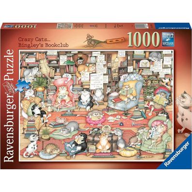 Ravensburger Puzzle Crazy Cats: Bingley's Book Club 1000 Teile