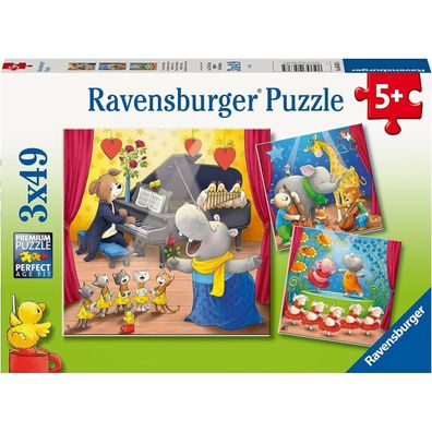 Ravensburger Puzzle Tiere auf der Bühne 3x49 Teile