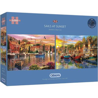 Gibsons Segelboot bei Sonnenuntergang puzzle 2x500 Teile