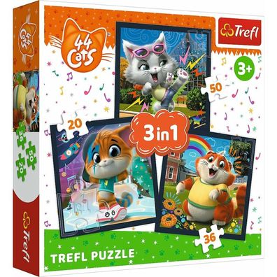 TREFL Puzzle 44 Katzen: Treffen Sie die Katzen 3in1 (20,36,50 Teile)