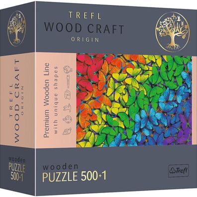 TREFL Wood Craft Origin Puzzle Regenbogen Schmetterlinge 501 Teile