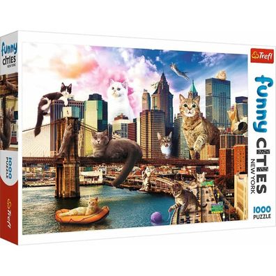 TREFL Puzzle Funny Cities: Katzen in New York 1000 Teile
