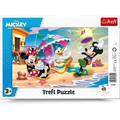 TREFL Puzzle Mickey und Minnie: Spaß am Strand 15 Teile