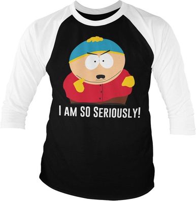 South Park Eric Cartman I Am So Seriously Baseball 3/4 Sleeve Tee T-Shirt White-Black