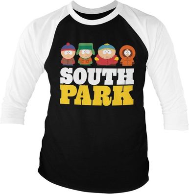 South Park Baseball 3/4 Sleeve Tee T-Shirt White-Black