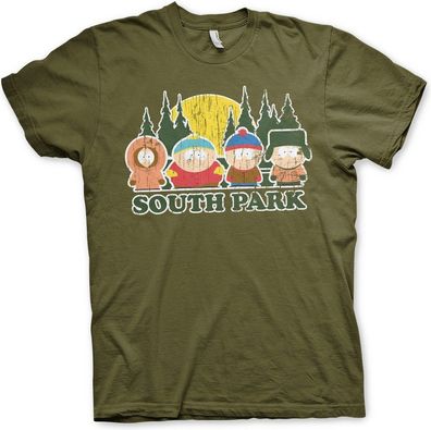 South Park Distressed T-Shirt Olive