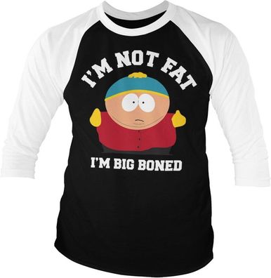 South Park I'm Not Fat I'm Big Boned Baseball 3/4 Sleeve Tee T-Shirt White-Black