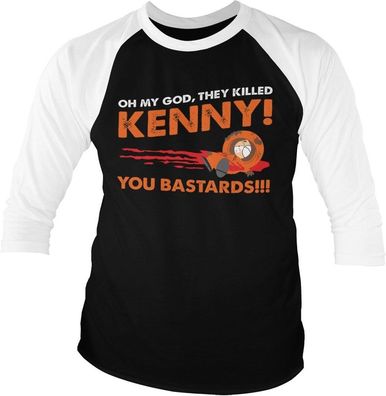 South Park The Killed Kenny Baseball 3/4 Sleeve Tee T-Shirt White-Black