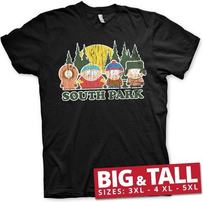 South Park Distressed Big & Tall T-Shirt Black