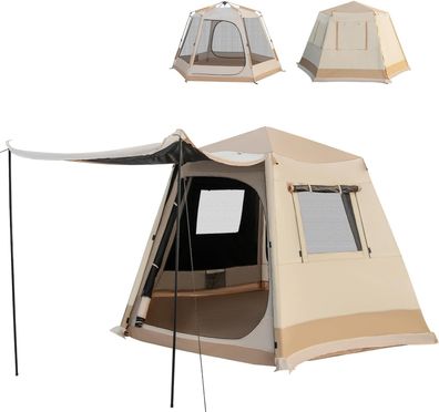 Zelt für 4-6 Personen, Campingzelt mit Vorzelt, großes Tunnelzelt UV-Schutz 50+