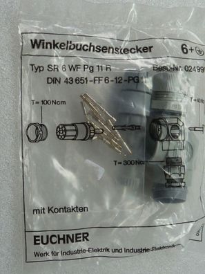 Euchner SR 6 WF Pg 11 R Winkelbuchsenstecker mit Kontakten DIN 43 651 - FF6 - 12