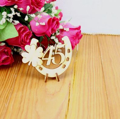 45 Geburtstag Hochzeitstag Messinghochzeit Hufeisen mit Kleeblatt 8cm Geschenk Holz