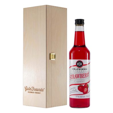 Olando Strawberry Liqueur mit Geschenk-Holzkiste