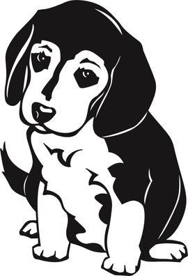 Hu27b, 1 Aufkleber Hund Dog Wandtattoo Beagle 20 cm