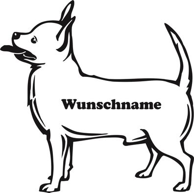Hu32e, 1 Aufkleber Hund Dog Wandtattoo Wunschname Chihuahua 20 cm