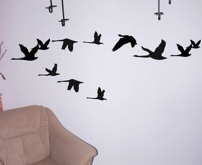 Wa 83 Wandtattoo, Wildgänse, Vögel Tiere ,120 x 25 cm