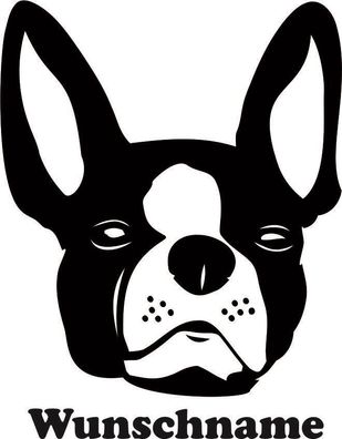 Hu10, 1 Aufkleber Hund Wunschname Französische Bulldogge 20 cm