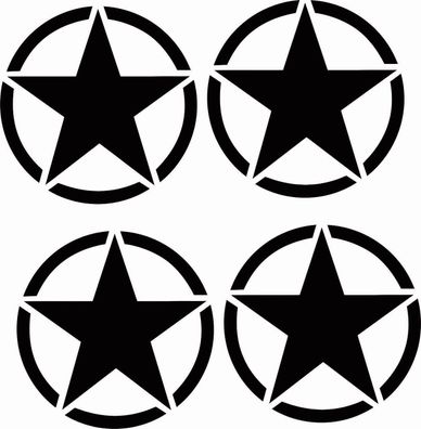 US Army Stern 4 St, Auto, Sticker, Wandtattoo, Aufkleber, Heckscheibe,10 cm