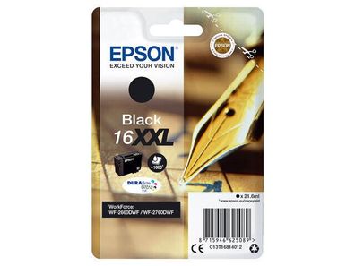 EPSON T1681 Tintenpatrone schwarz WF2660 WF2760 WF2520, Nr. 16xXL, 21,6ml
