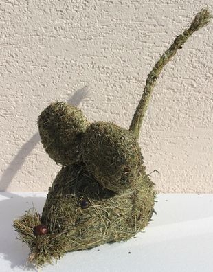 Dekofigur Deko Figur Maus Länge 30cm aus Naturmaterial Heu handgemachtes Produkt