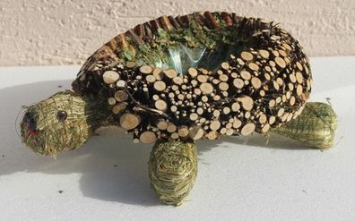 Dekofigur Deko Figur Schildkröte liegend L 28cm zum Bepflanzen aus Heu u. Reisig