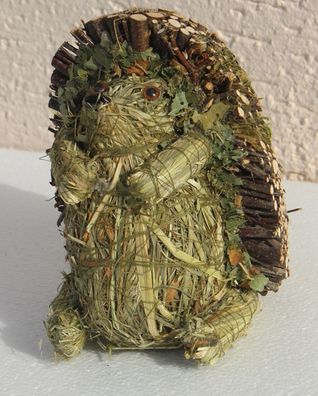 Dekofigur Deko Tier Figur Igel stehend H 14 cm aus Naturmaterial Heu und Reisig