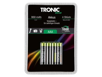 TRONIC Akku Ready 2 Use 4 Stück, -Ni-MH, AAA/ Micro/ HR03/ HRMRI03 11/45 - 950 mAh