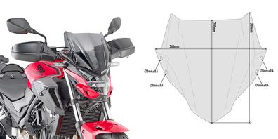 Givi Windschild 1176AG getönt, 280 x 365 mm (HxB), ABE 38665 für Honda CB 500 F (19-2