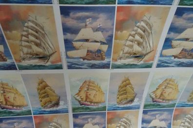 Decoupage Papier Bogen 70 x 50 cm Vintage Segelschiffe Meer Le Suh