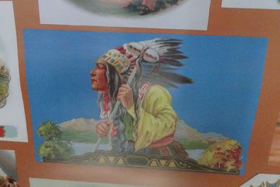 Decoupage Papier Bogen 70 x 50 cm Russell Leonard Finmark Cowboys und Indianer