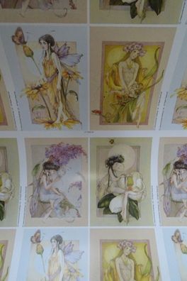 Decoupage Papier Bogen 70 x 50 cm Le Suh Blumenelfen Feen signiert 90er Jahre