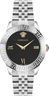 Versace VEVC00419 Greca Signature Lady schwarz silber Edelstahl Damen Uhr NEU